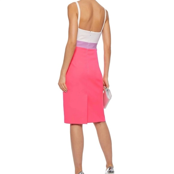 Milly Ollie Color Block Sheath Dress in Ivory/Lavender/Hot Pink Size 6 - Picture 2 of 5
